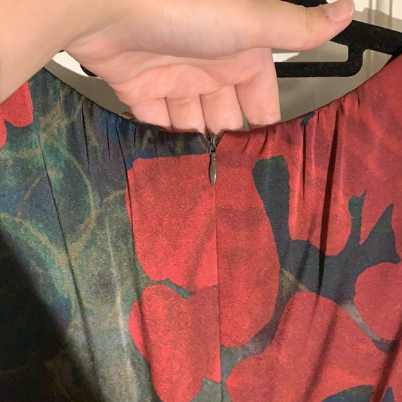 Elie Tahari Silk Wool Cotton Elastane Red Blue Olive Gray Floral Sheath Dress - Picture 11 of 15